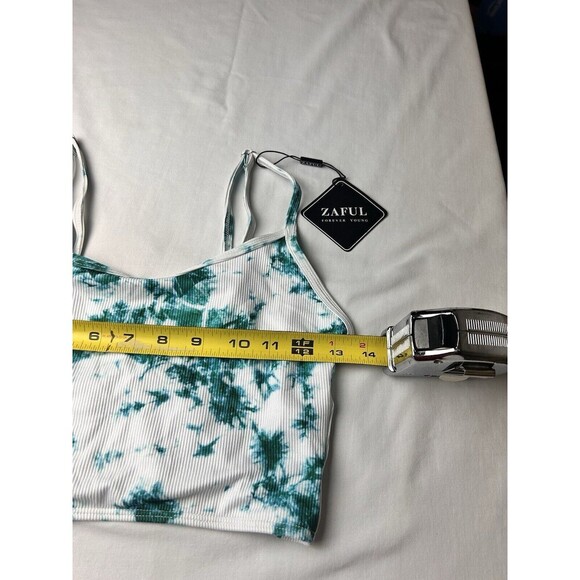 NWT Zaful Forever Young White Green Tie Dye Crop Tank Top Size 4. LRC7-1 - Picture 3 of 7